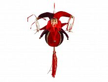 Ёлочная игрушка-шар "Джокер", полистоун, текстиль, красный, 26х12х8 см, Edelman, Noel (Katherine's style)