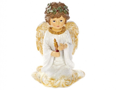 Статуэтка "Девочка ангелочек со свечой" (сидящая), полистоун, 13 см, Goodwill