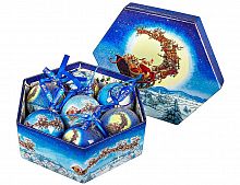 Набор ёлочных новогодних шаров "Волшебный полёт", папье-маше, глянцевые и текстурные, 75 мм, упаковка 7 шт., Mister Christmas