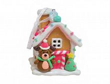 Ёлочная игрушка "Карамельный домик новогоднего оленя" с подсветкой LED-огнями, полирезин, 6.5х6.5х8.4 см, Forest Market