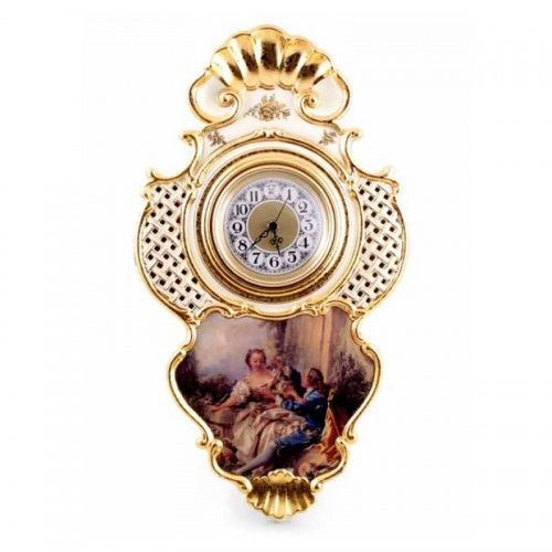 BAROQUE Часы настенные 32хН56 см, керамика, цвет кремовый, декор золото