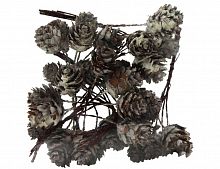 Аксессуар для декорирования "Шишки-малютки" натуральные заснеженные на проволоке, 35 штук, Hogewoning