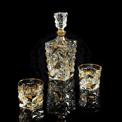MONTE CRISTO Комплект для виски: графин + 2 стакана, хрусталь/декор золото 24К фото 2