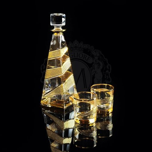 IDALGO Комплект для виски: графин + 2 стакана, хрусталь янтарный фото 2