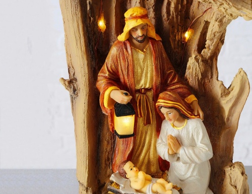Рождественский вертеп ДЖЕСАЙЯ, полистоун, тёплые белые мини LED-огни, 30 см, Boltze фото 2