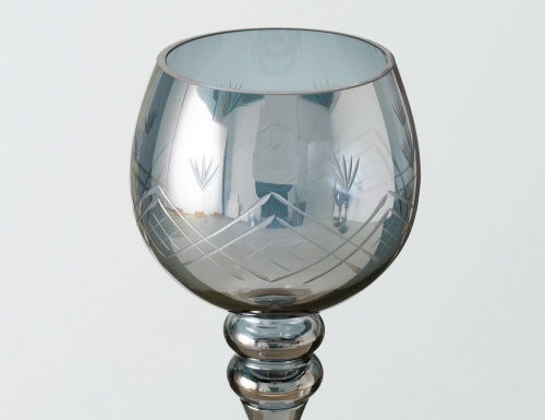Подсвечники-бокалы под чайные свечи МАНОН, стекло, дымчатые, 30-40 см, набор - 3 шт., Boltze фото 4