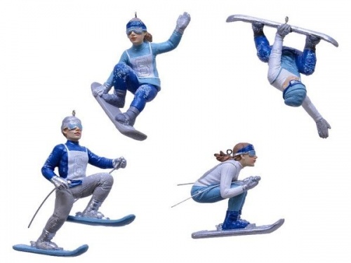 Ёлочная игрушка "Полёт с горы", полистоун, бело-голубая гамма, 9-10 см, Kaemingk фото 2
