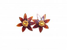 Клипсы в форме цветов из натурального янтаря и бисера, 40050