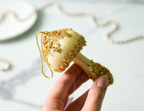 Ёлочное украшение ЗОЛОТИСТЫЙ ГРИБОЧЕК, текстиль, пенополистирол, 13 см, Winter Deco фото 2