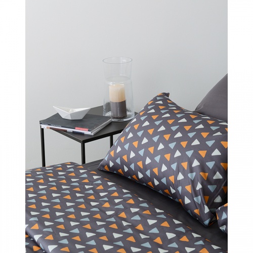 Комплект постельного белья двуспальный из сатина мятного цвета с принтом triangles из коллекции wild фото 4