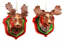Елочное украшение из стекла с декором "Рождественский лось", 12 см, асс.2, Koopman International