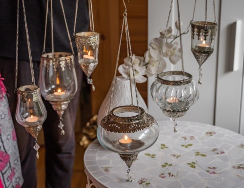 Подвесной подсвечник под чайную свечу "Шармила", стекло, алюминий, серебряный, 28 см, Boltze фото 5