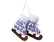 Ёлочная игрушка "Коньки сканди", полиэстер, 3.5x7x7 см, Kaemingk