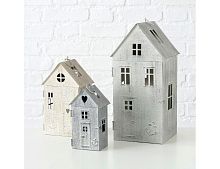 Набор подсвечников-домиков КОСТЬЕРО, металл, 16-32 см, 3 шт., Boltze