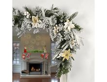 Хвойная гирлянда Colonial, заснеженная, хвоя - PE+PVC+леска, 275х25 см, National Tree Company