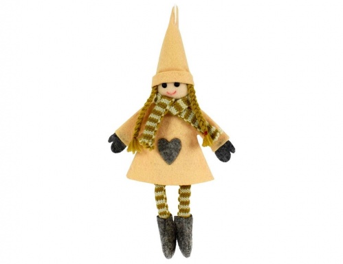 Кукла на ёлку "Девочка с сердечком", текстиль, 27 см, Due Esse Christmas фото 3