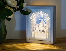 Светящаяся декорация "Зимняя симфония - олени", 7 тёплых белых LED-огней, движение, 7x26x25 см, таймер, батарейки, Kaemingk