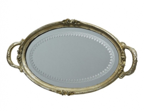 Поднос "Зеркальное великолепие", полистоун, серебряный, 35.5x19.7x3 см, Kaemingk