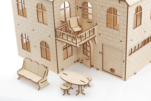 Сборная модель из дерева 3D EWA Кукольный дом с лифтом фото 3