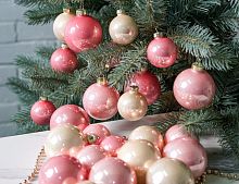 Набор стеклянных шаров РОЗОВОЕ ШАМПАНСКОЕ, глянцевые, 7 /6 /5 см, 26 шт., Christmas Deluxe