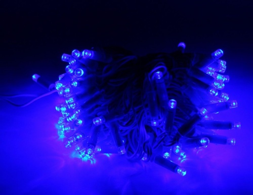 Электрогирлянда "Нить мерцающая", 120 синих (статика)/белых (мерцание) LED огней, 12+1.5 м, белый провод резина+PVC, коннектор, уличная, SNOWHOUSE