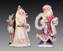 Ёлочная игрушка "Санта" в розовых тонах, полистоун, 6х11 см, разные модели, Holiday Classics