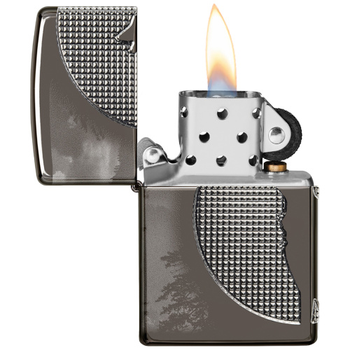 Зажигалка Zippo Armor Wolf  с покрытием High Polish Black Ice, чёрная, 38x13x57 мм фото 4