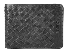Бумажник Mano Don Luca, натуральная кожа в черном цвете, 12,5х9,7 см