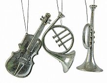 Елочное украшение "Музыкальный инструмент", серебряное, 13 см, асс.3, KAEMINGK