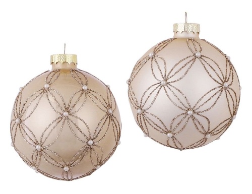 Стеклянные ёлочные шары CREAMY FANTASY, кремовые, 8 см (упаковка 12 шт.), Edelman фото 2