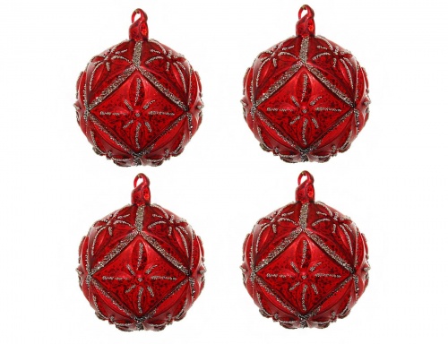 Набор стеклянных шаров "Лейли", красный антик, SHISHI