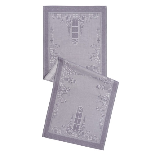 Дорожка из хлопка фиолетово-серого цвета с рисунком Щелкунчик, new year essential, 53х150см фото 2
