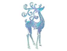 Ёлочная игрушка из акрила УЗОРЧАТЫЙ ОЛЕНЬ, прозрачный с радужным глиттером, 14 см, Forest Market