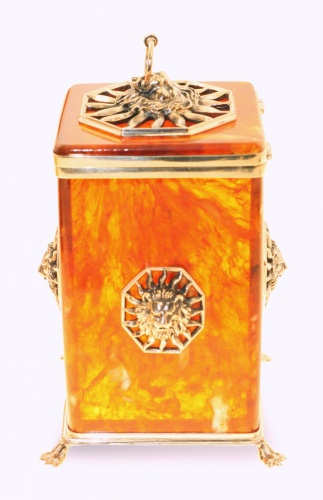 Коробочка для чая "Цезарь" из янтаря, chai4Leo-4m