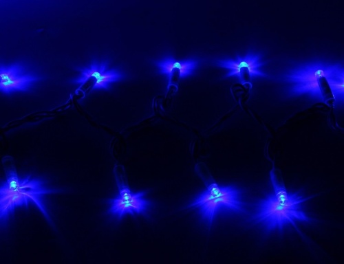 Электрогирлянда "Нить мерцающая", 120 синих (статика)/белых (мерцание) LED огней, 12+1.5 м, белый провод резина+PVC, коннектор, уличная, SNOWHOUSE фото 2