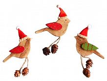 Набор ёлочных игрушек "Новогодние птенцы", дерево, 14 см (9 шт.), Breitner