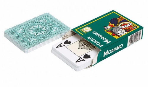 Карты для покера "Modiano Poker" 100% пластик, Италия, зеленая рубашка