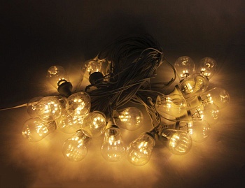 Ламполайт линейно-свесовый, 10х0.2 м, 20 ламп, теплый белый, коннектор, белый провод, уличная, Rich LED