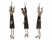 Украшение "Трогательный олень", дерево, фетр, чёрный, 15.5 см, разные модели, Edelman