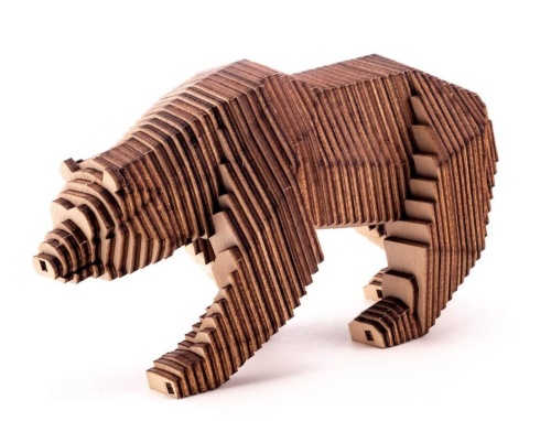 Конструктор деревянный UNIWOOD Медведь с набором карандашей фото 10