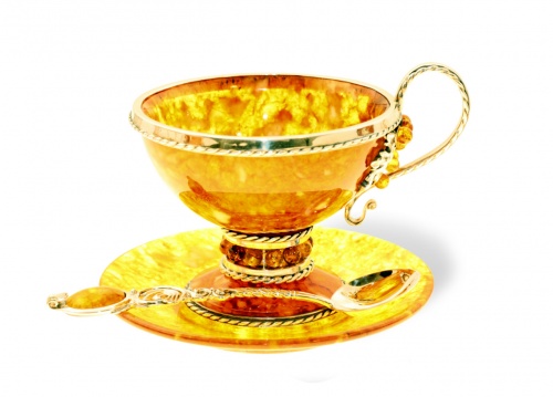 чайный набор "Виноград" из янтаря с ложечкой, 11503/L фото 4