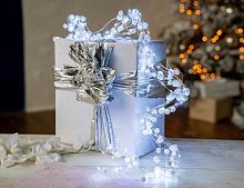 Электрогирлянда-гроздь "Светящийся снегопад", 100 холодных белых mini LED-огней, 10*1.35+3 м, серебряный провод, Kaemingk