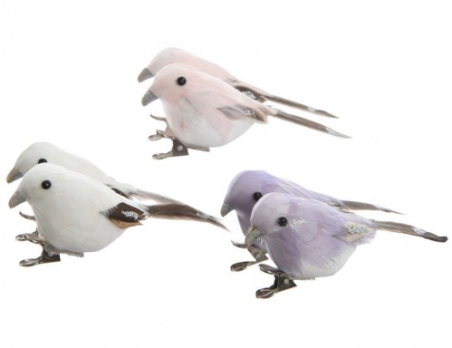 Набор ёлочных игрушек "Нежные пташки" на клипсе, перо, 3.5x10x4 см, разные модели, Kaemingk