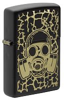 Зажигалка Zippo Skull Gas Mask, покрытие Black Matte, латунь/сталь, черная, матовая, 38x13x57 мм