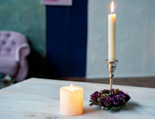 Мини-венок для свечи и декорирования "Магия роз", тёмно-сиреневый, 14 см, Swerox фото 2