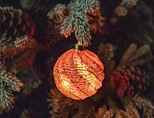 Светящийся ёлочный шар "Карнавальная роскошь", 5 тёплых белых LED-огней, 10 см, батарейки, Kaemingk