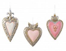 Ёлочное украшение "Изящное сердечко", полистоун, 10-13.5 см, разные модели, Kaemingk