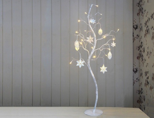Светящееся дерево "Новогоднее волшебство", белое, 27 тёплых белых LED-огней, 100 см, STAR trading