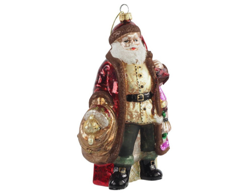 Ёлочная игрушка САНТА КУКЛОВОД с петрушкой, стекло, 19 см, Winter Deco фото 3
