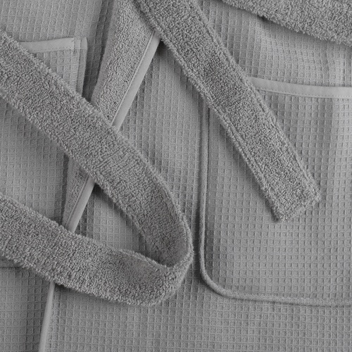 Халат банный из чесаного хлопка серого цвета из коллекции essential фото 4